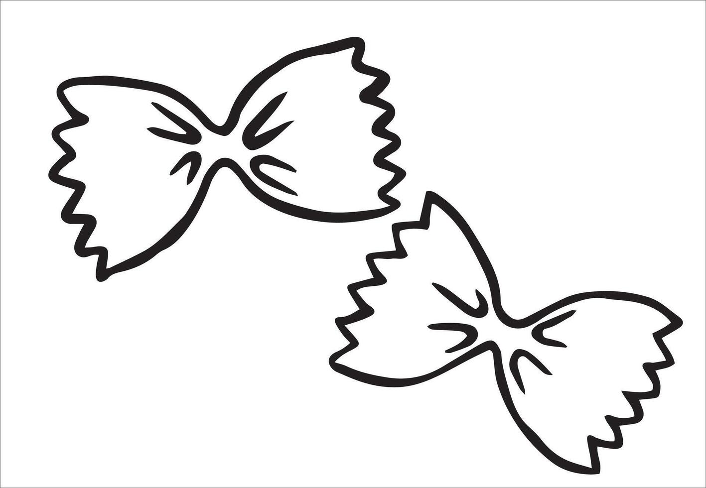 farfalle pasta. illustration in doodle style. vector