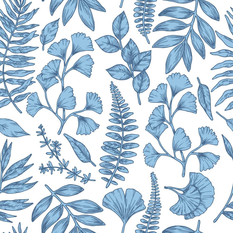 Blue floral pattern illustration vector