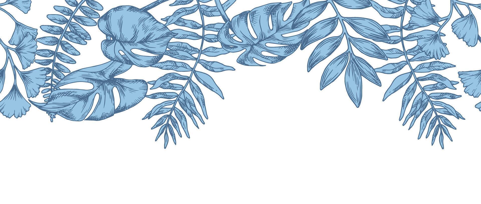 Blue tropical leaves illustration vector