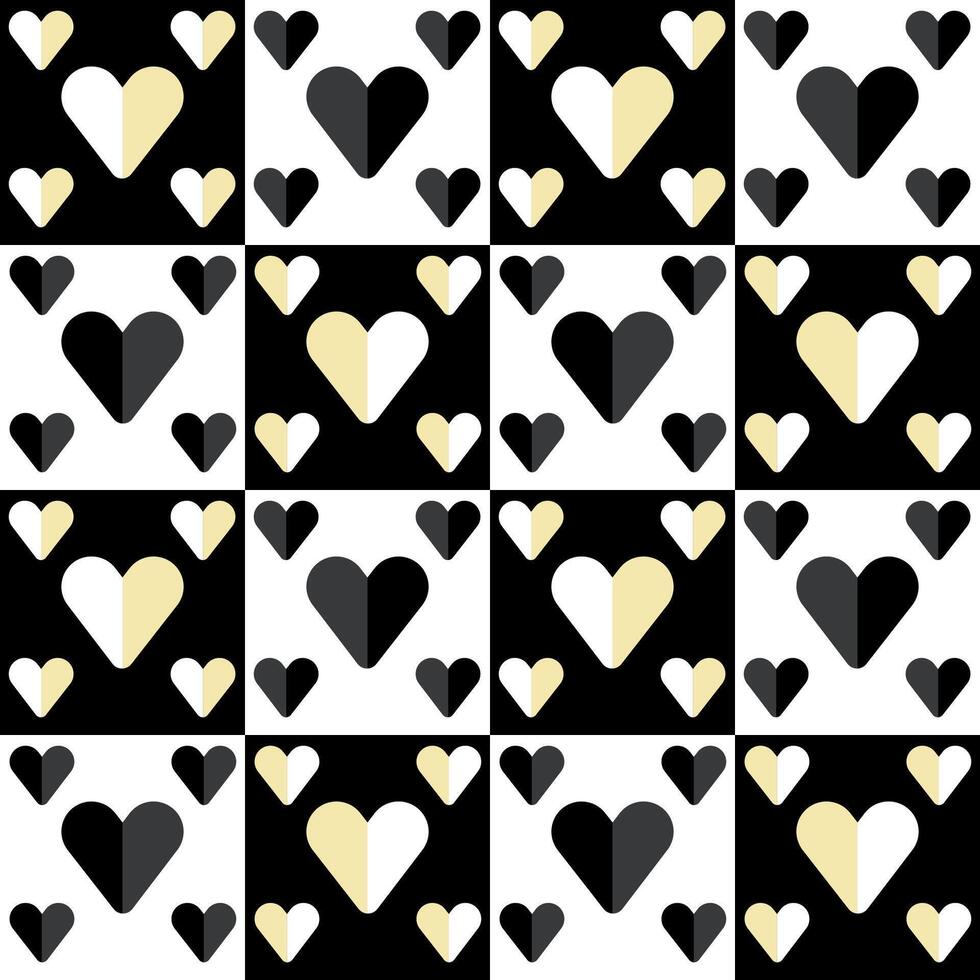 Heart pattern design in black and white vector
