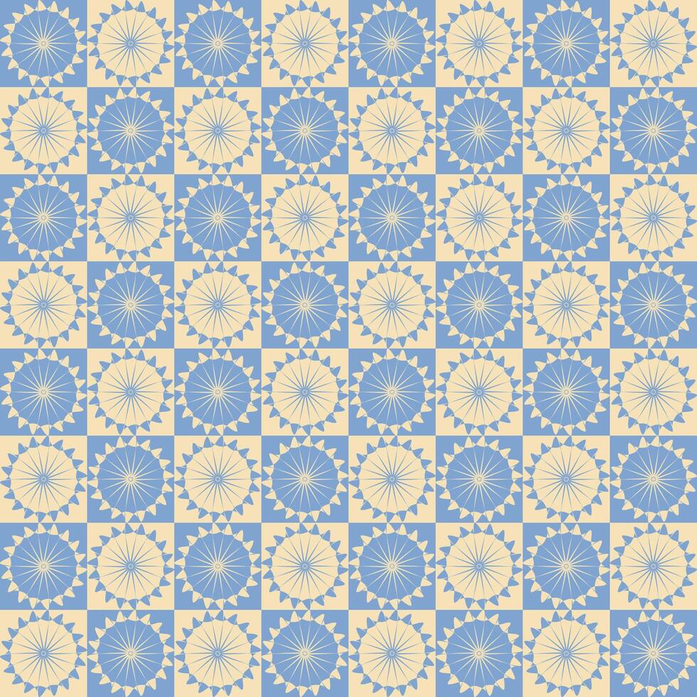 blue and cream floral pattern design vector