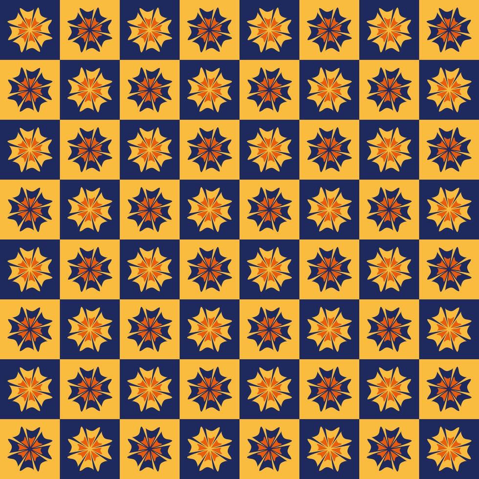 a blue and yellow floral pattern vector