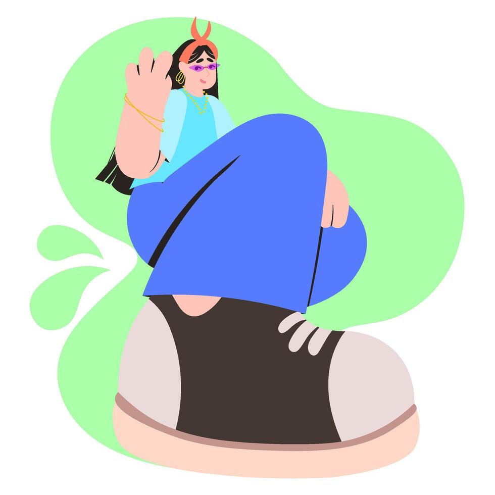 Stylish person wearing colorful sneaker vector