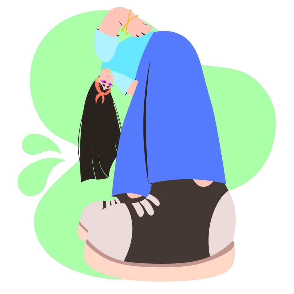 Person with oversized shoe illustration vector