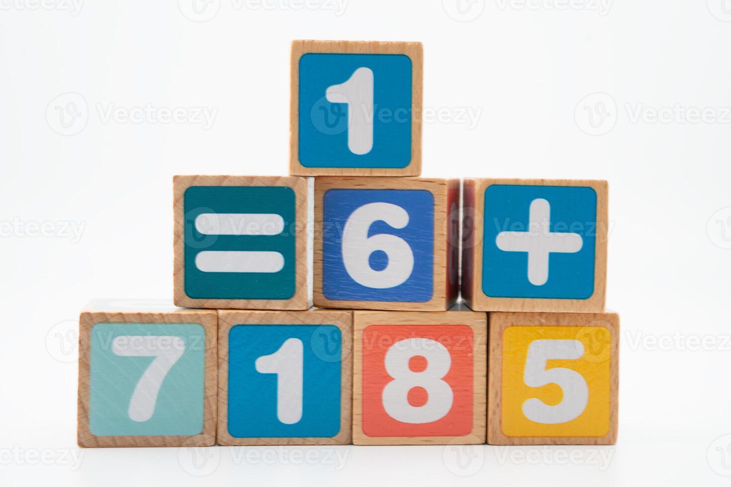 Number wood block cubes for l Mathematic education math. photo