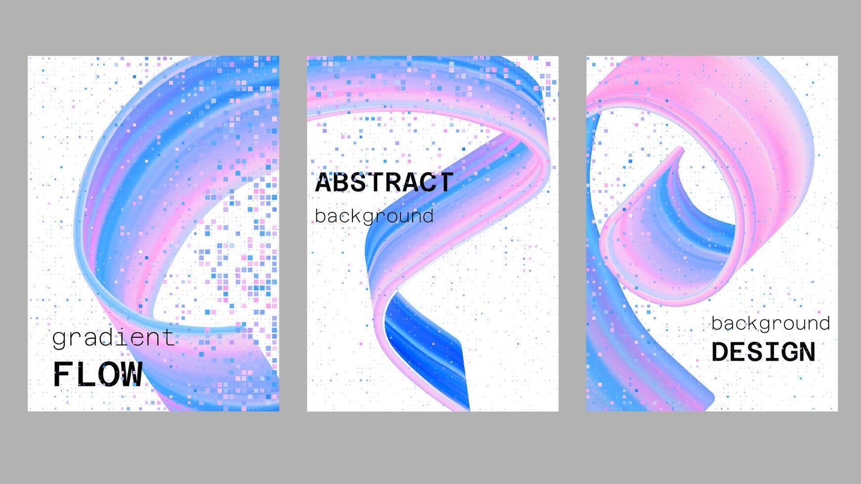 3d abstract dissolve pixel and pink color gradient poster design. Modern background with disintegration texture pattern and dynamic liquid brush paint stroke. Creative concept with ribbon motion vector