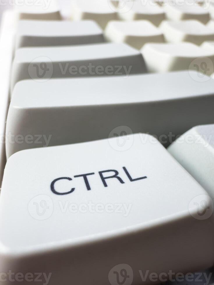 White CTRL button on mechanical white keyboard, business concept, for advertising, for banners photo