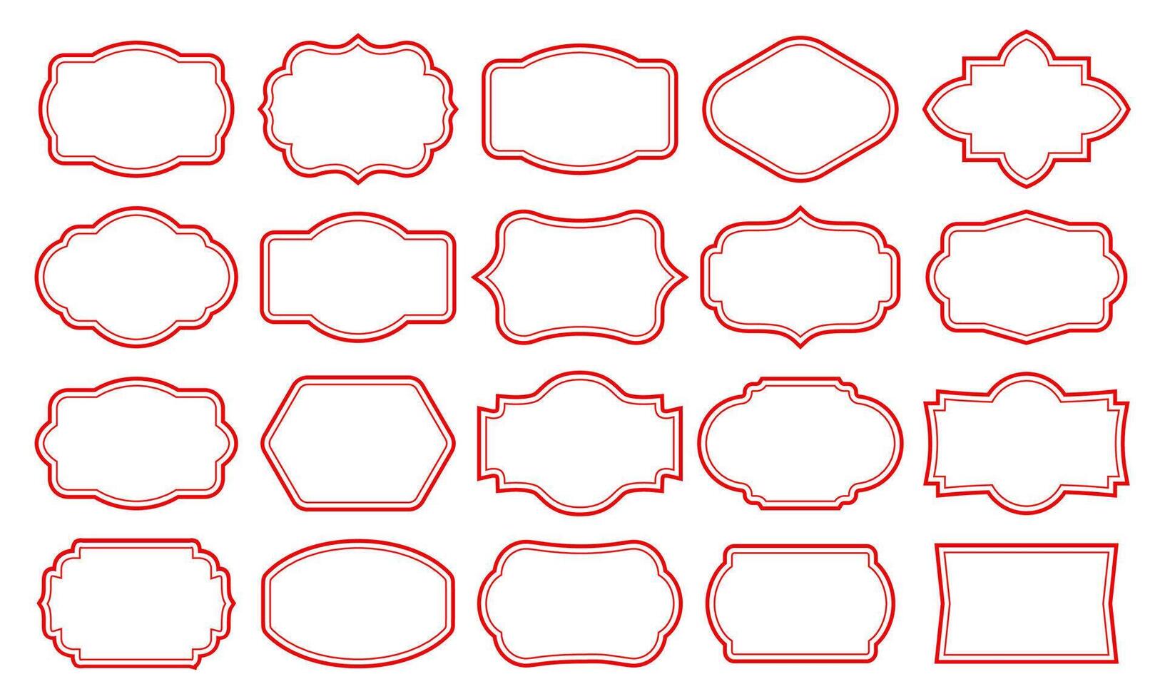 Set of vintage frames isolated on a white background illustration. vector