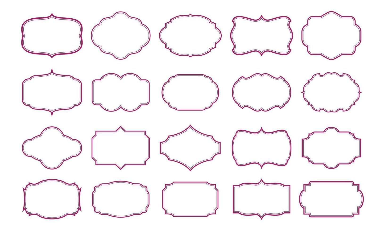 Set of vintage frames on white background illustration. EPS 10 vector