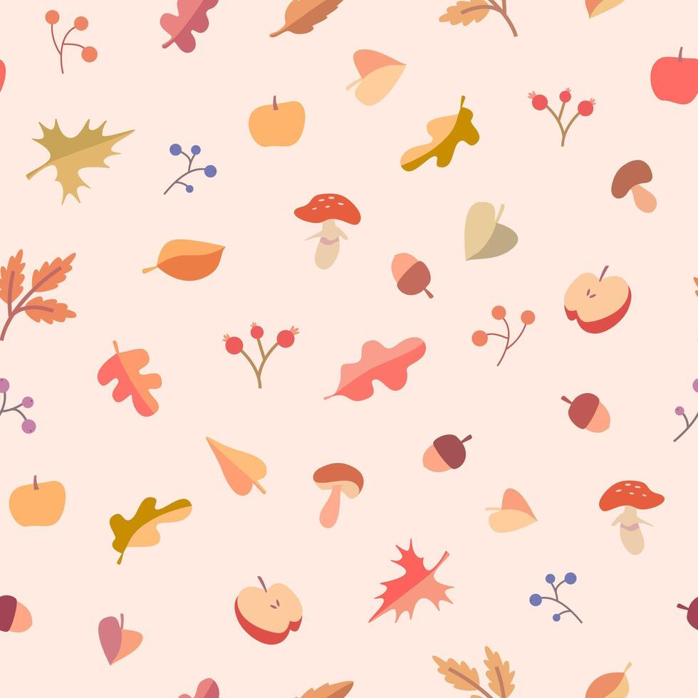 Pattern of autumn leaves and fruits vector