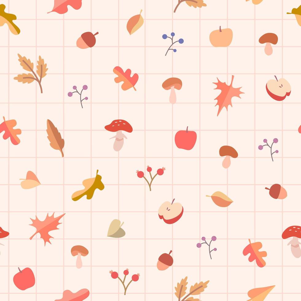 Autumn leaves and acorns pattern vector