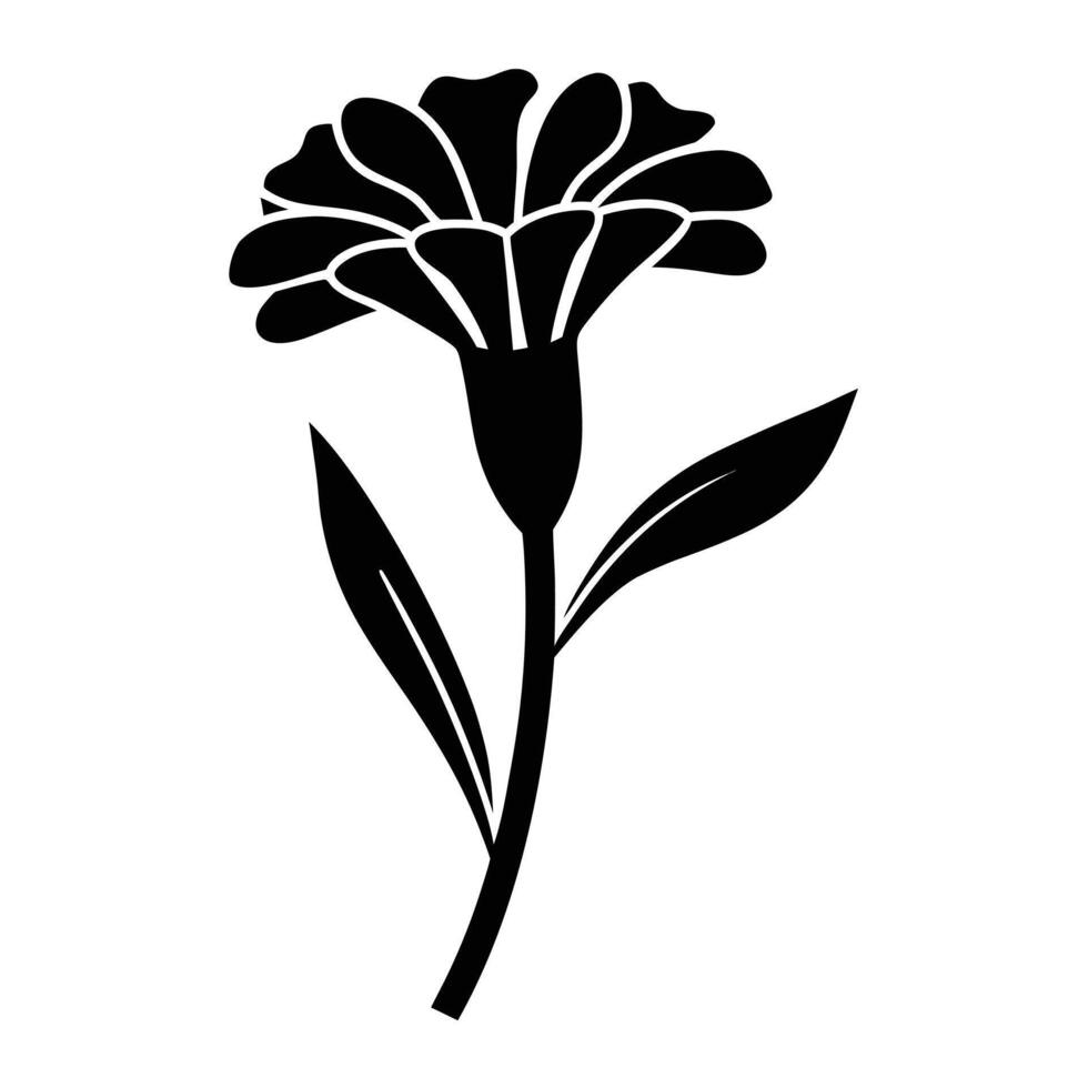 Black silhouette of a marigold flower vector