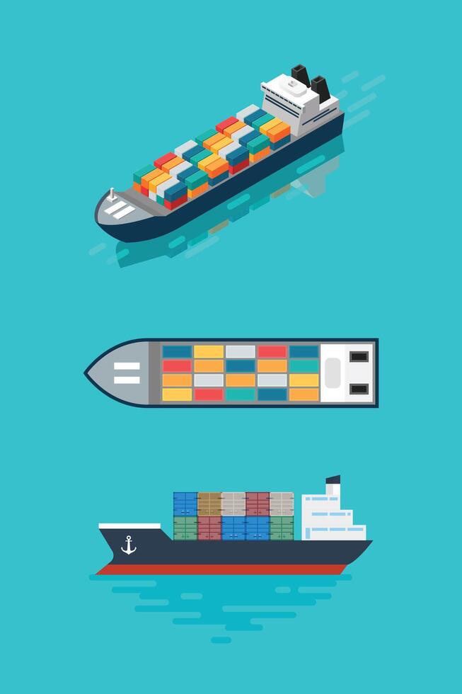 Illustration of cargo ships and containers vector
