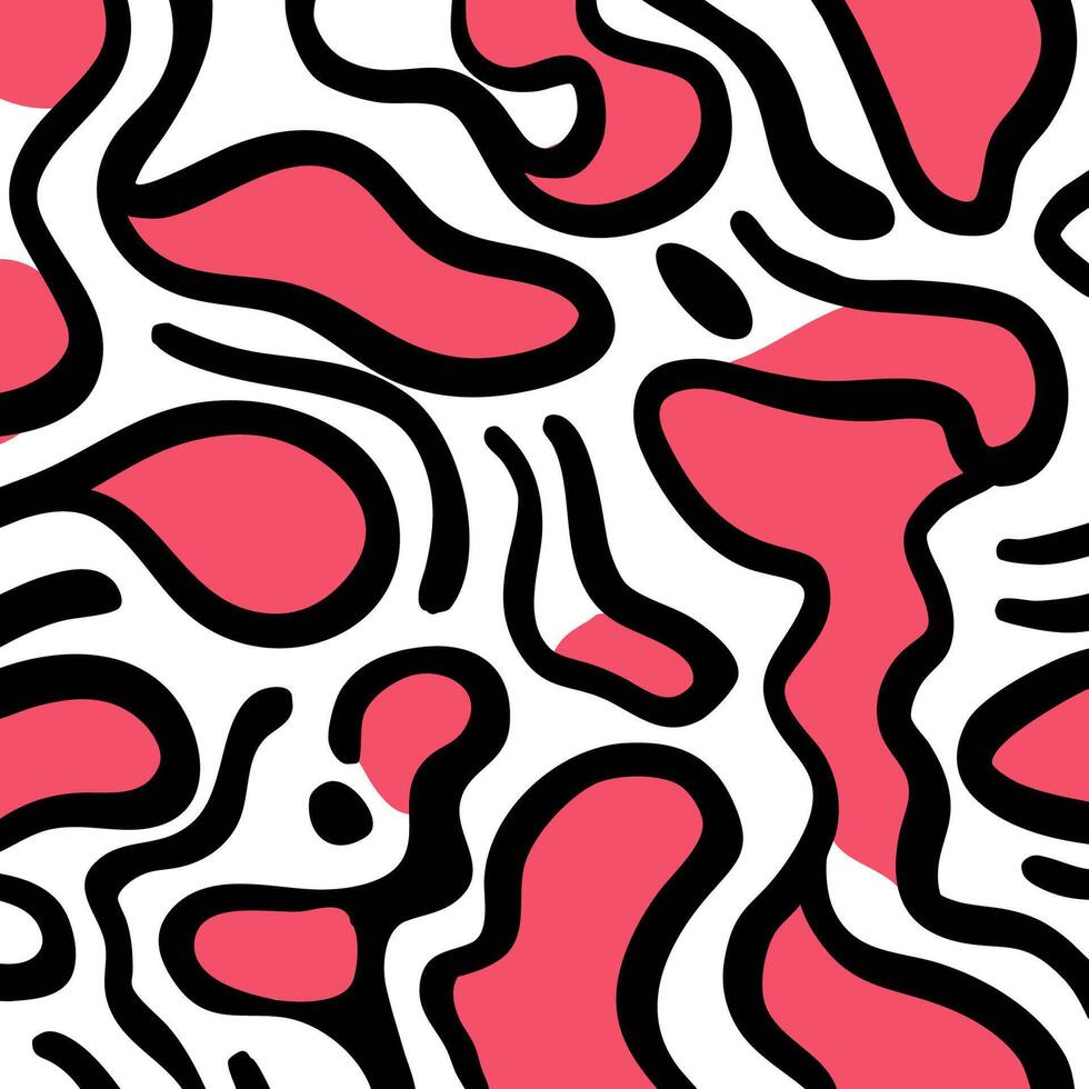 Abstract background with a hand drawn pattern design in black and pink vector