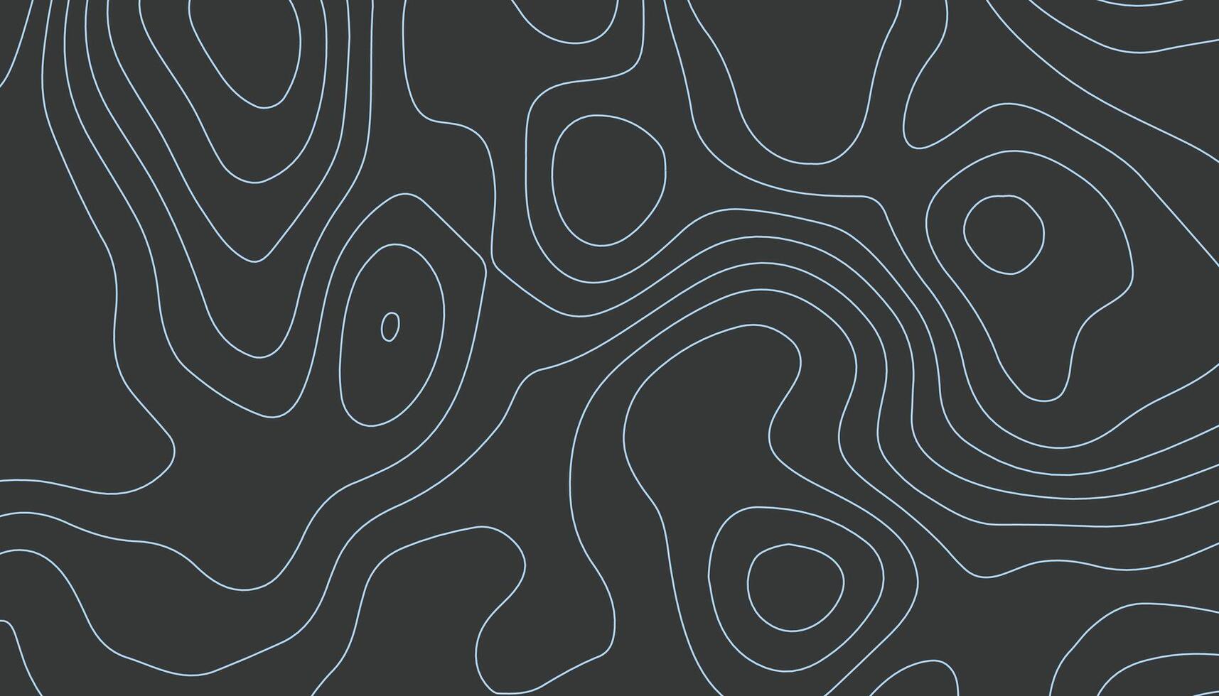 Dark Topographic Map Background with Light Blue Contour Lines vector
