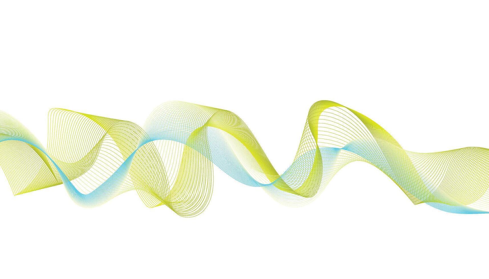 Yellow and Blue Abstract Wavy Lines on White Background vector