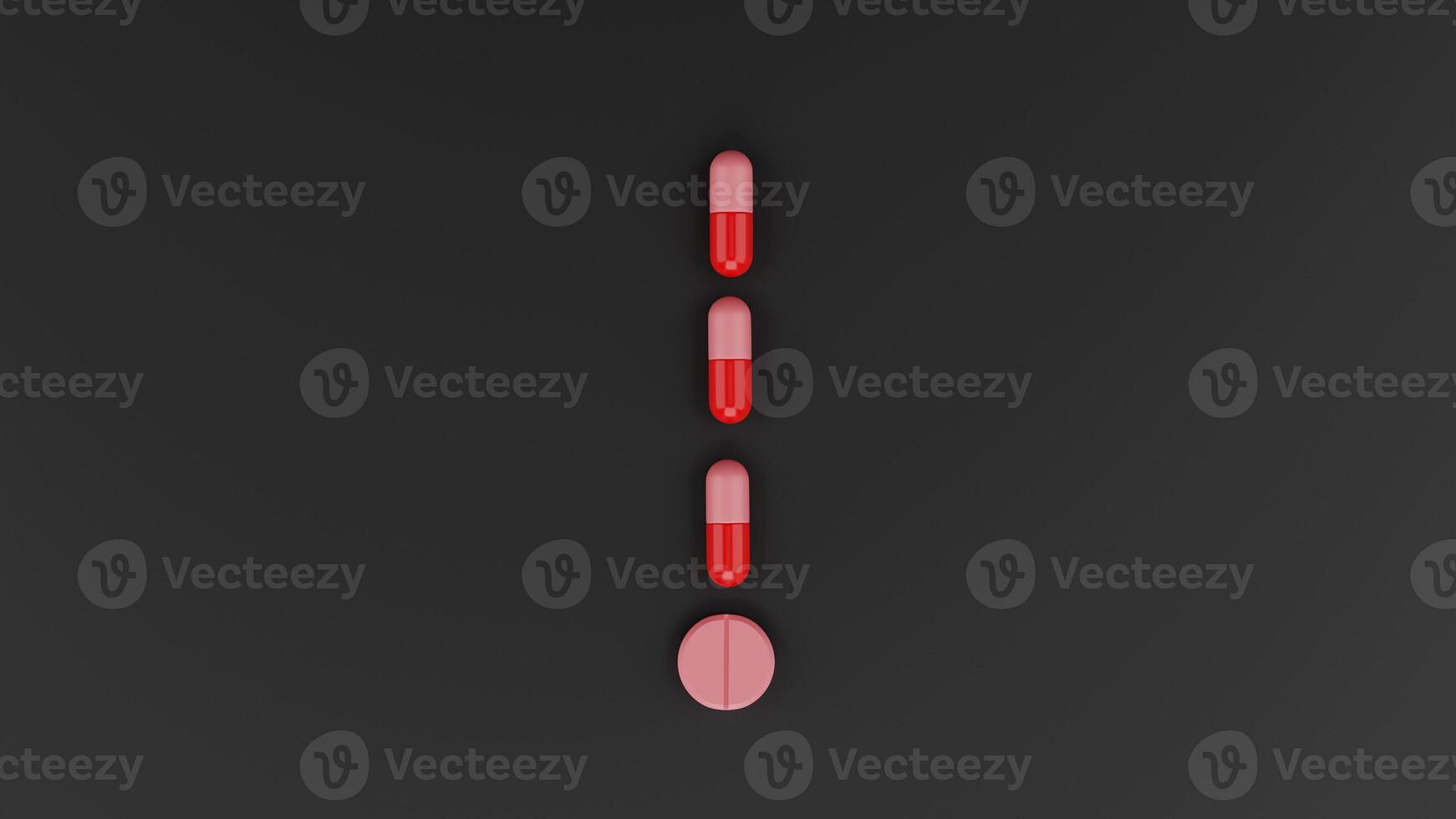 Health Warning, Exclamation Mark Made from Medication 3D render health technology innovation concept photo