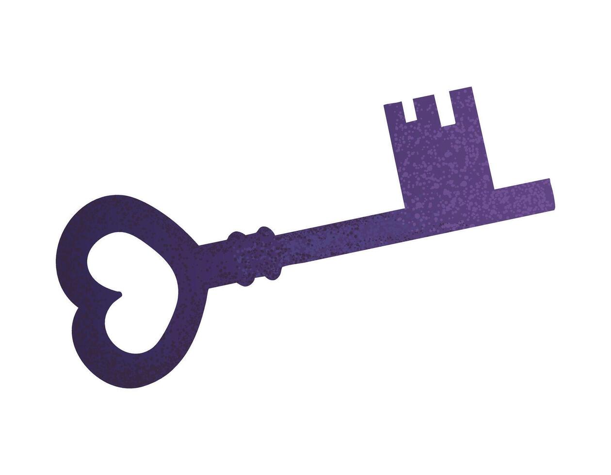 Enchanted violet key. Illustration with magical aura and mystery vibe. Ideal for spell and fantasy scenes. vector