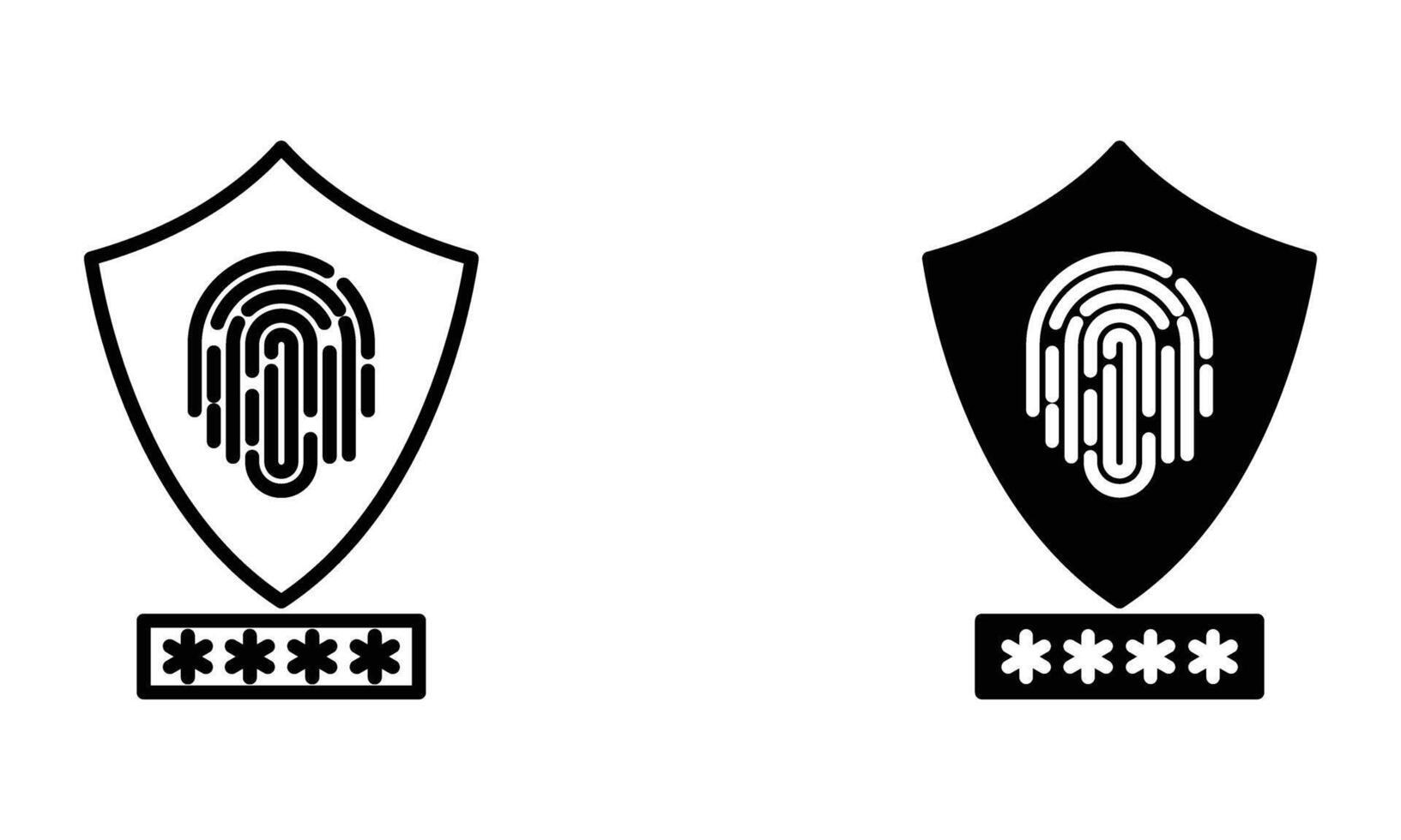 shield with fingerprint and password icon vector