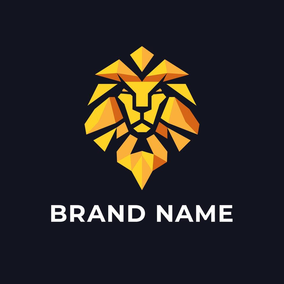 Geometric lion head logo in polygonal style for modern premium brand identity and bold corporate design vector