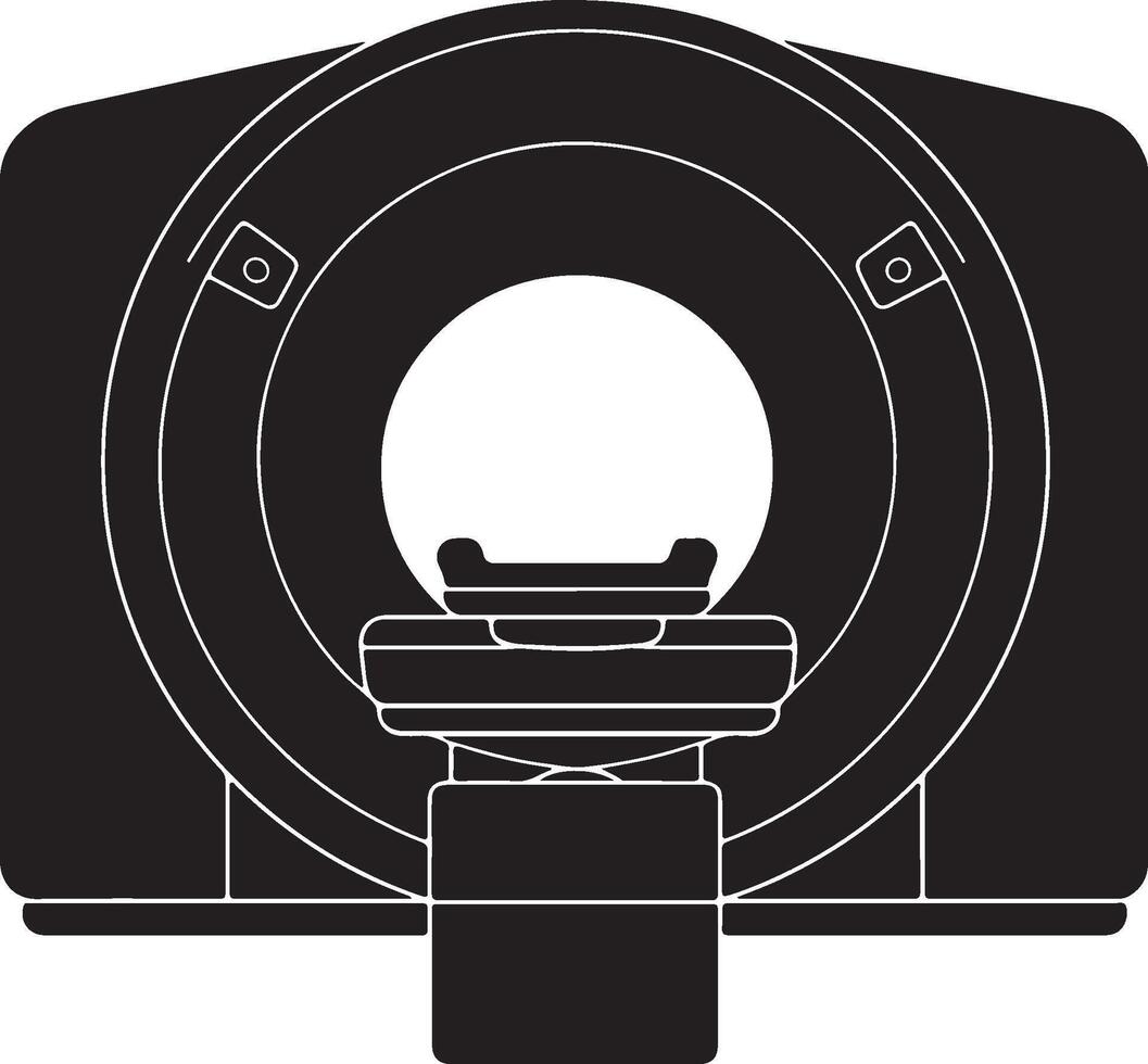 Simple CT Scan Machine Silhouette Design on White Background vector