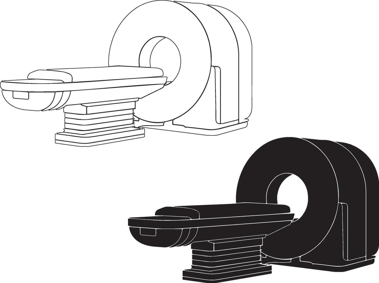 CT Scan Machine Silhouette Design on White Background vector