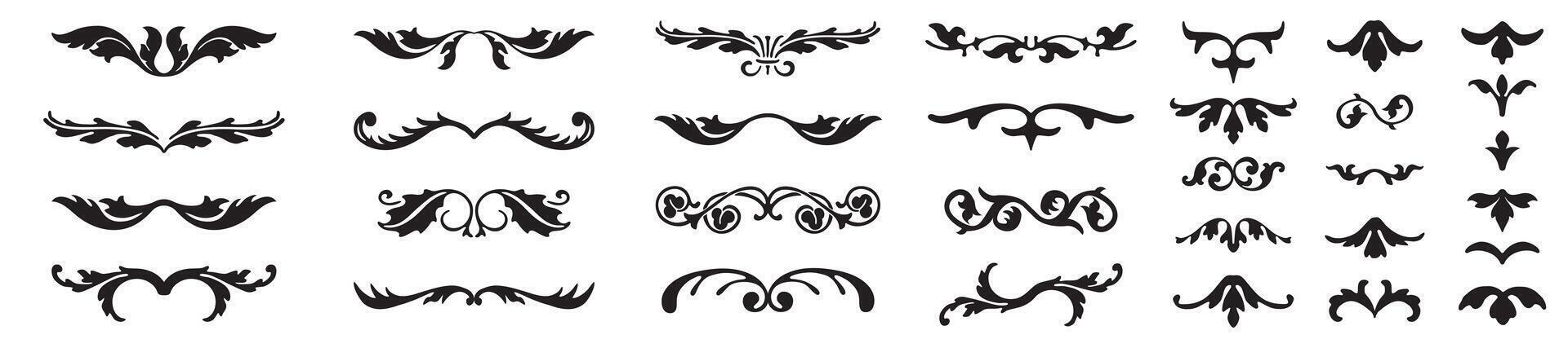Set of decorative dividers leafs elements. Vintage calligraphy collection vector