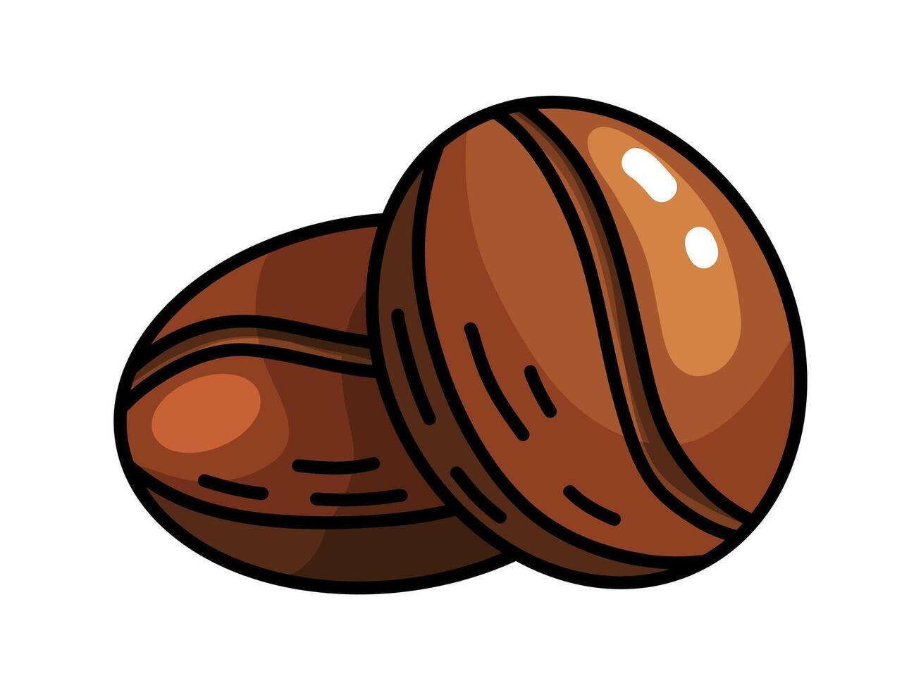 Two Roasted Coffee Beans Hand Drawn Doodle vector