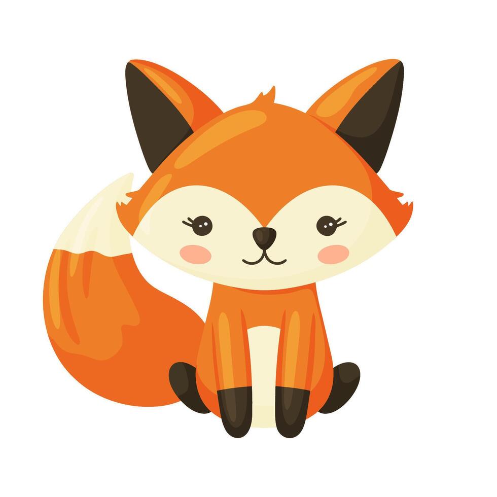 Cute Baby Fox Hand Drawn Doodle Illustration vector