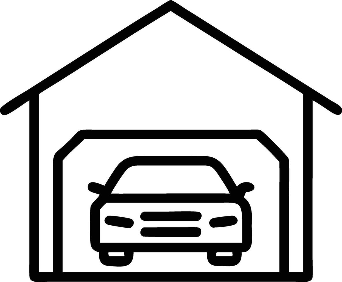 Car garage vehicle storage automobile parking automotive home building residential structure icon design vector