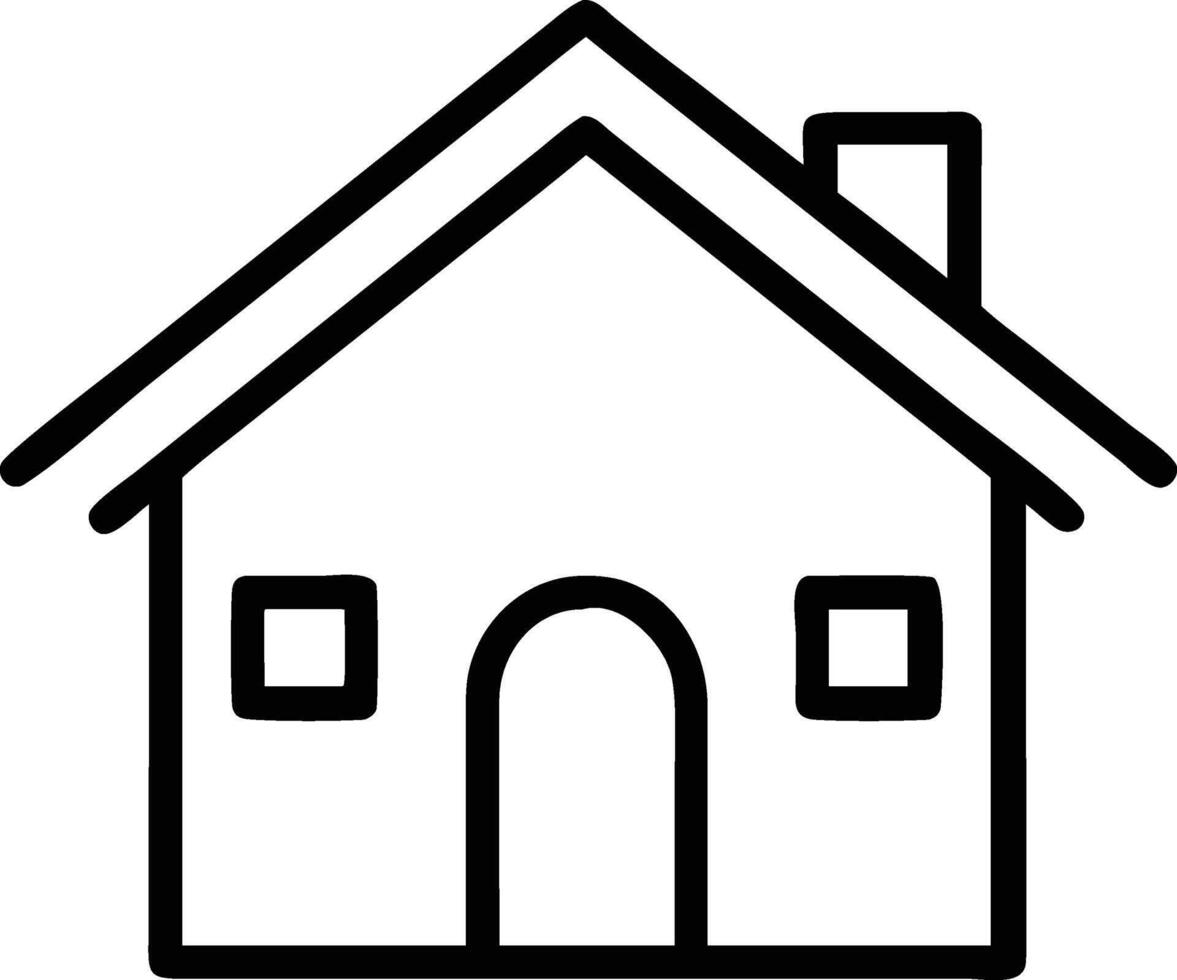 Home house real estate building architecture construction residential property roof window door chimney outline icon vector
