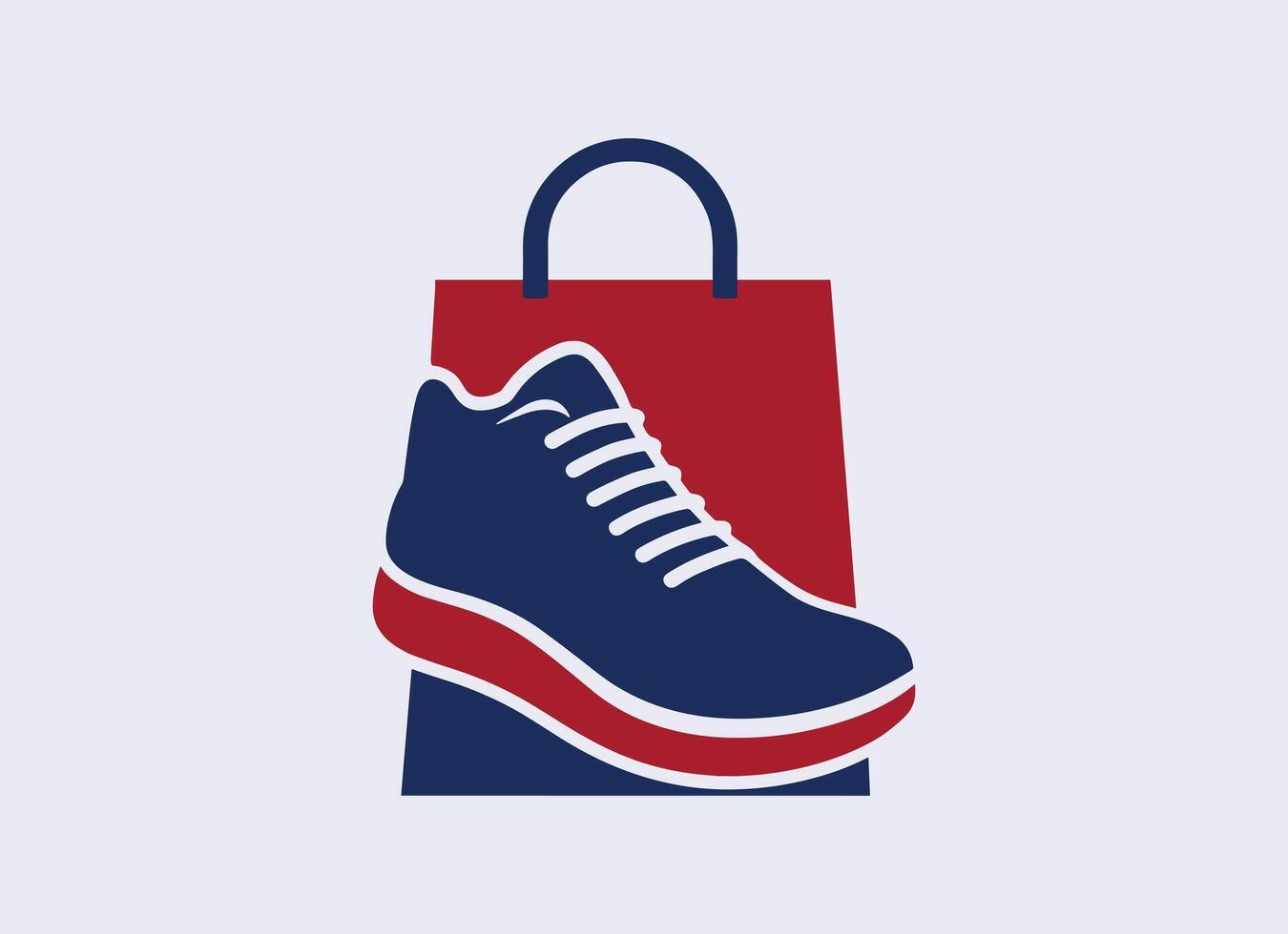 Shoe Store Logo Sneaker and Shopping Bag Design vector