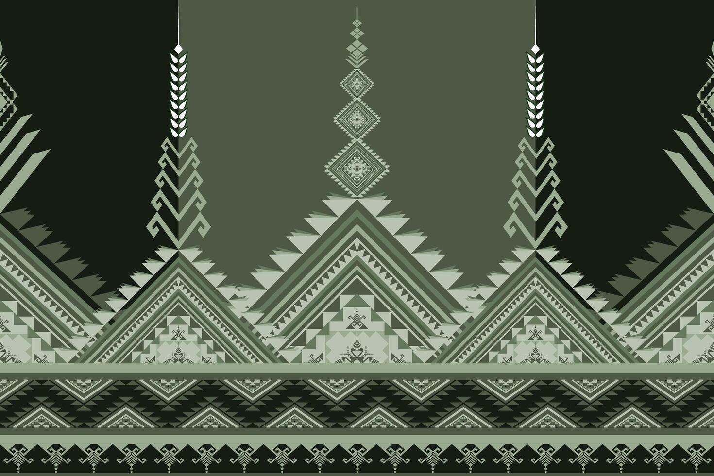 Green native abstract geometric ethnic pattern for cloth, fabric, textile, wall vector