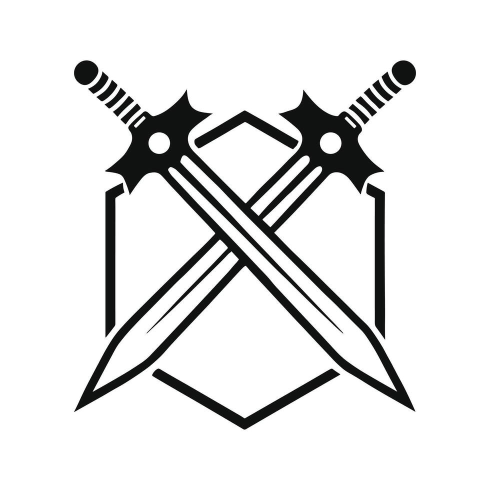 Crossed Swords Emblem Logo Medieval Weapon Design vector