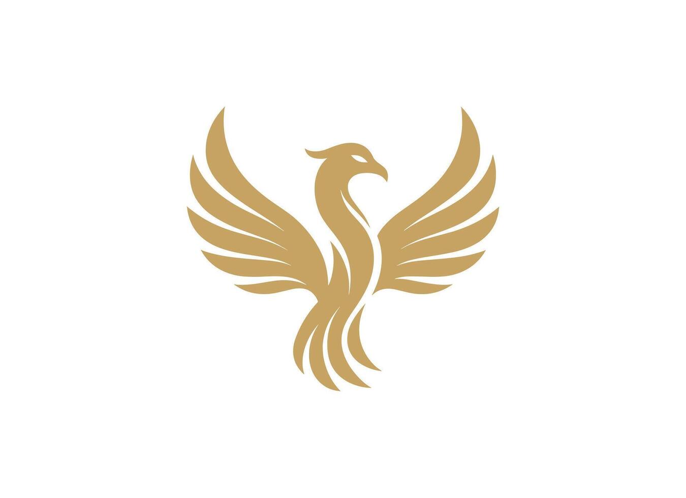 Abstract golden phoenix logo design for luxury brand and professional business identity vector