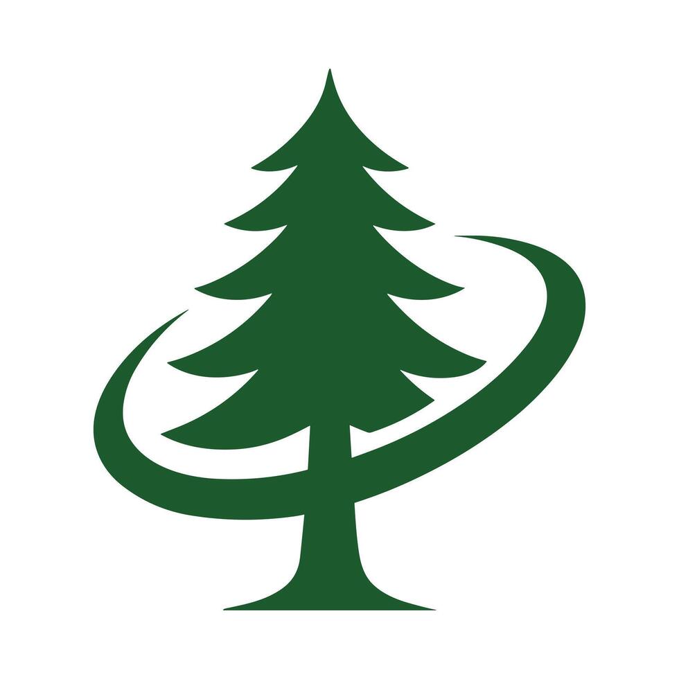 Green Pine Tree Logo Nature and Environment Design vector