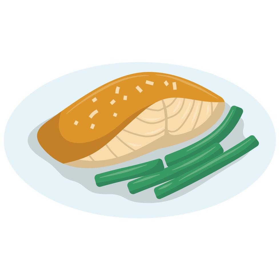 Salmon Dinner Plate vector