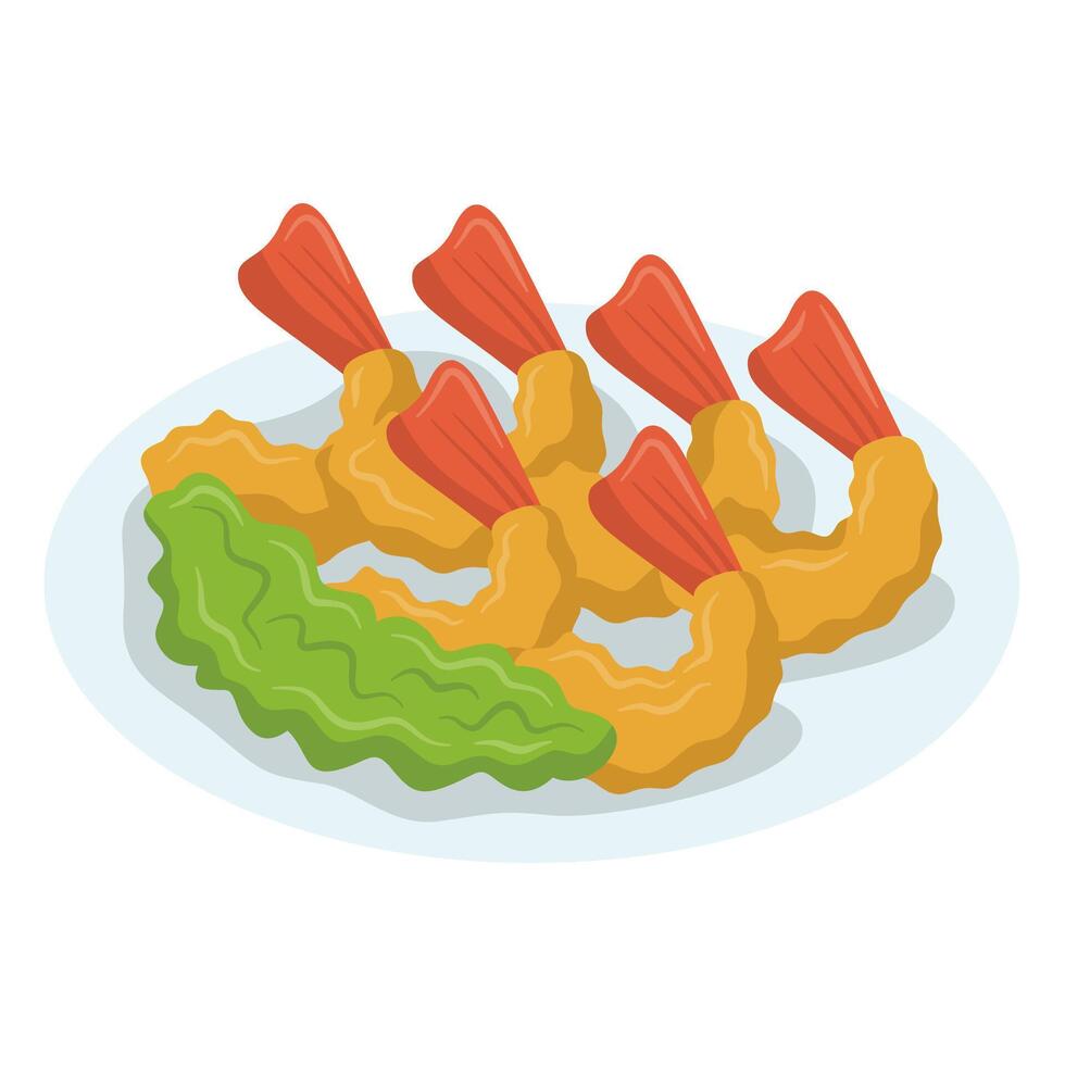 Shrimp Tempura Plate vector