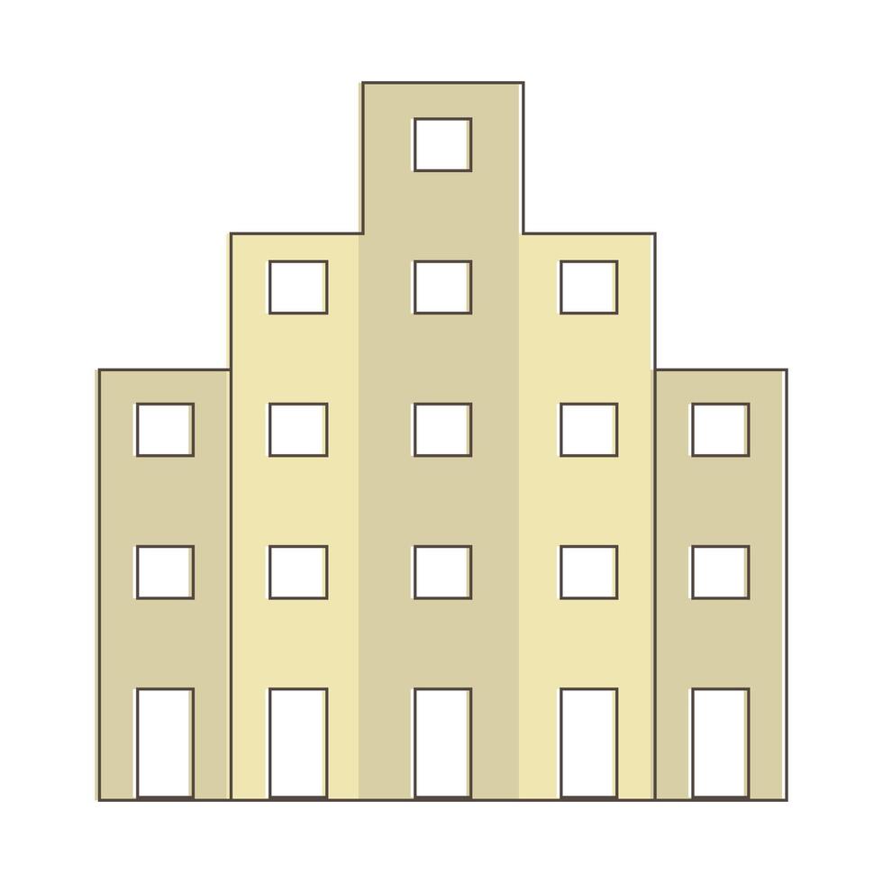 Simple yellow tone residential building. vector