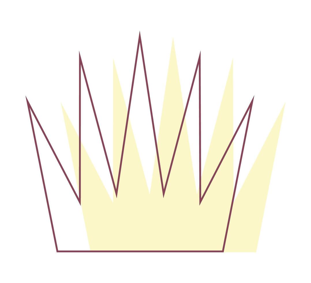 Pointed crown with angular rays in pastel yellow style. vector