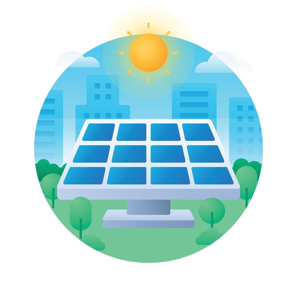 Solar panel in urban setting vector