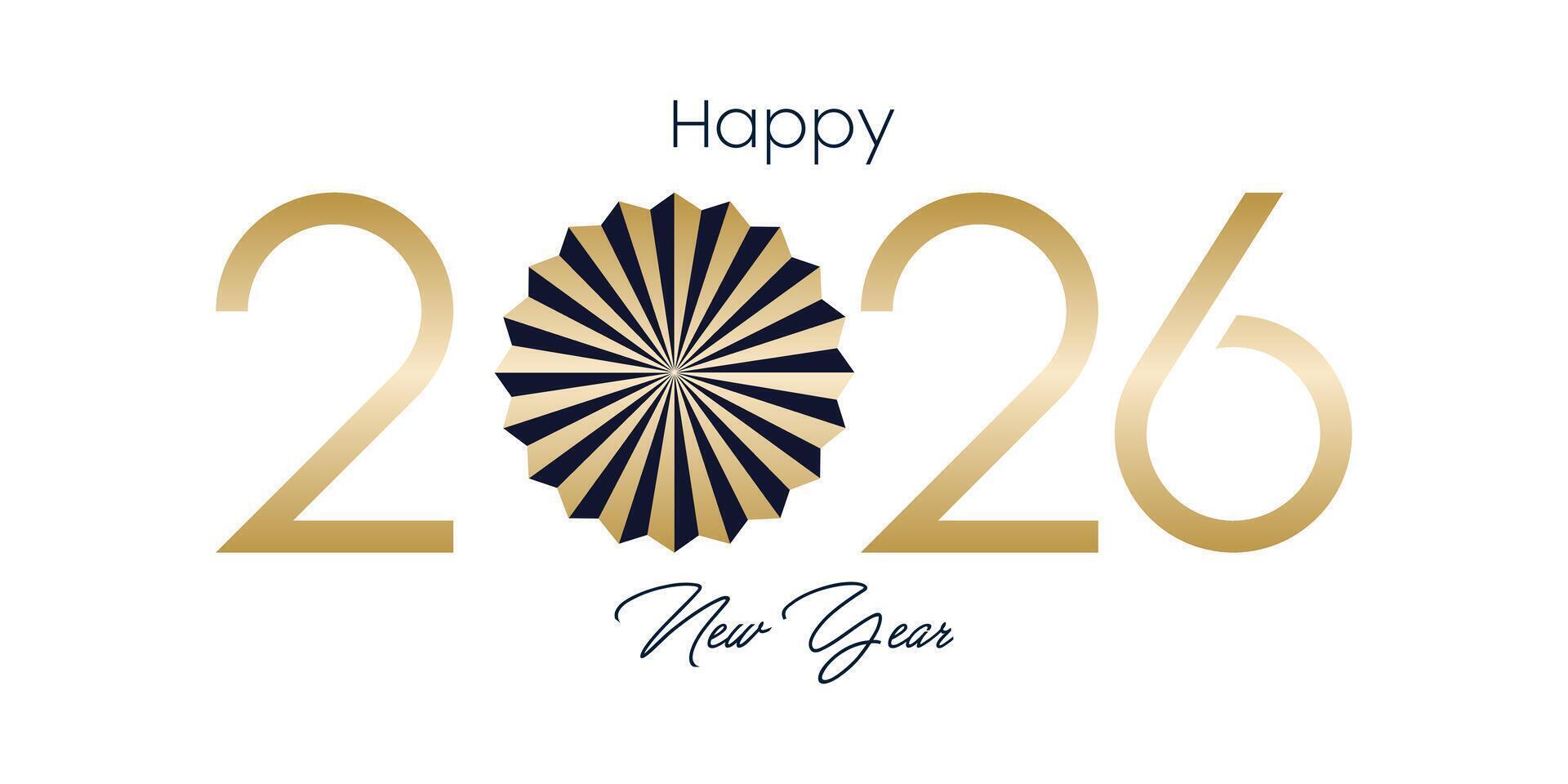 happy new year 2026 logo, with gold numbers on white background, for poster, calendar vector