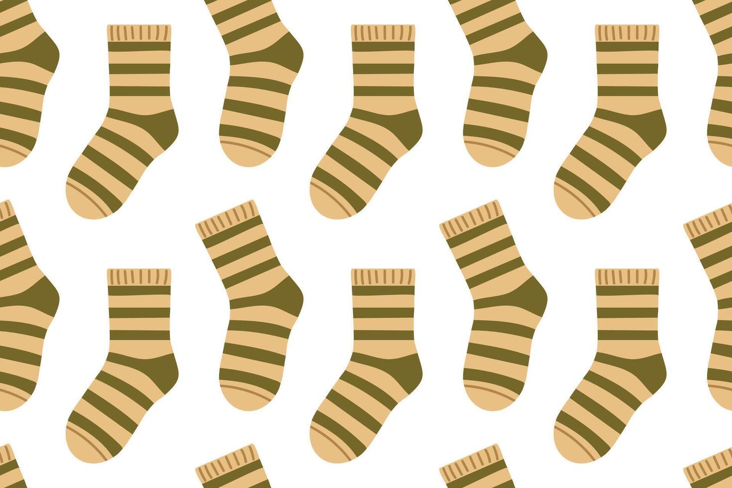 Decorative seamless pattern with green striped socks, perfect for fall and cozy textile designs vector