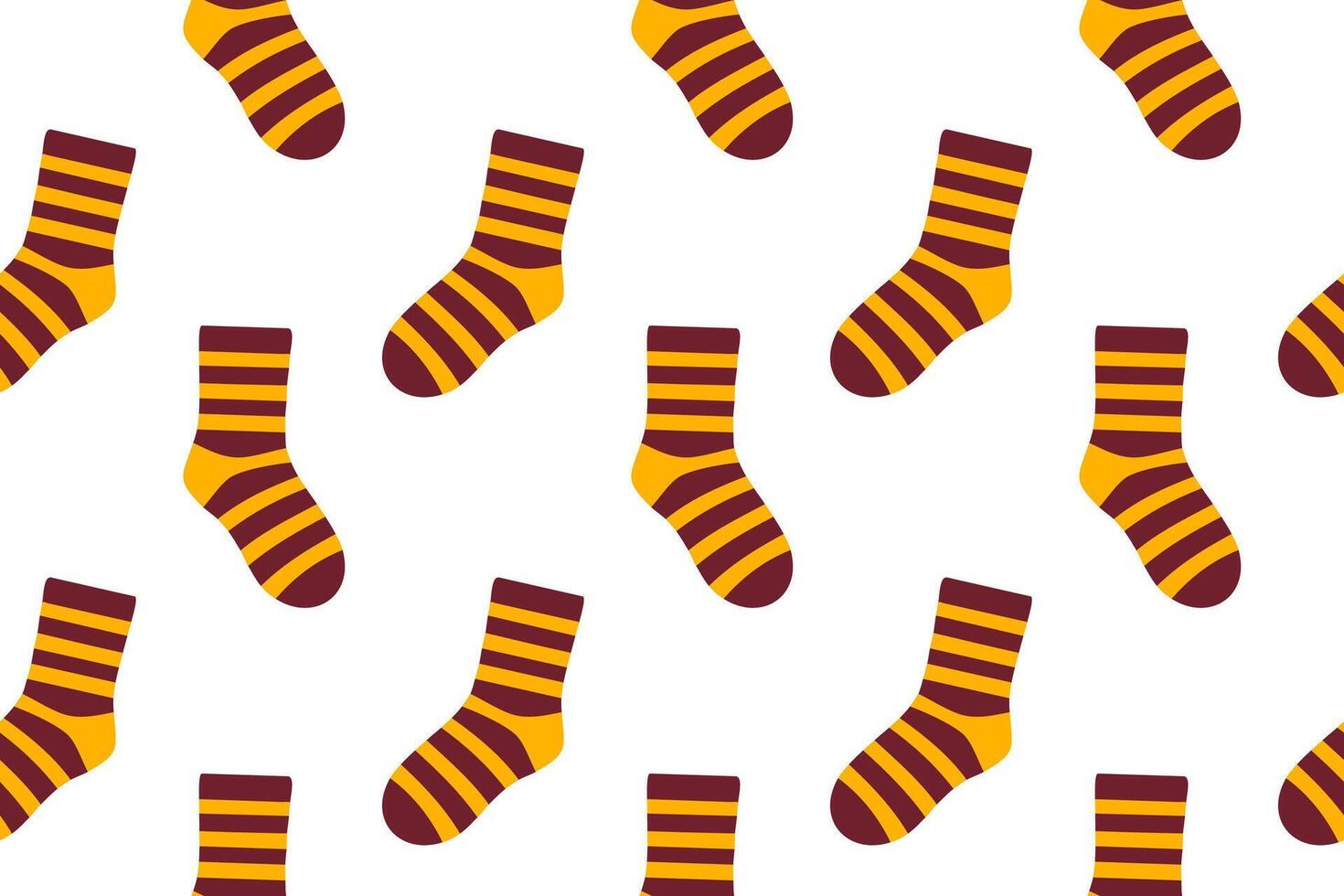 Seamless pattern with striped brown and orange socks. Warm color palette for autumn and cozy clothing themes. vector