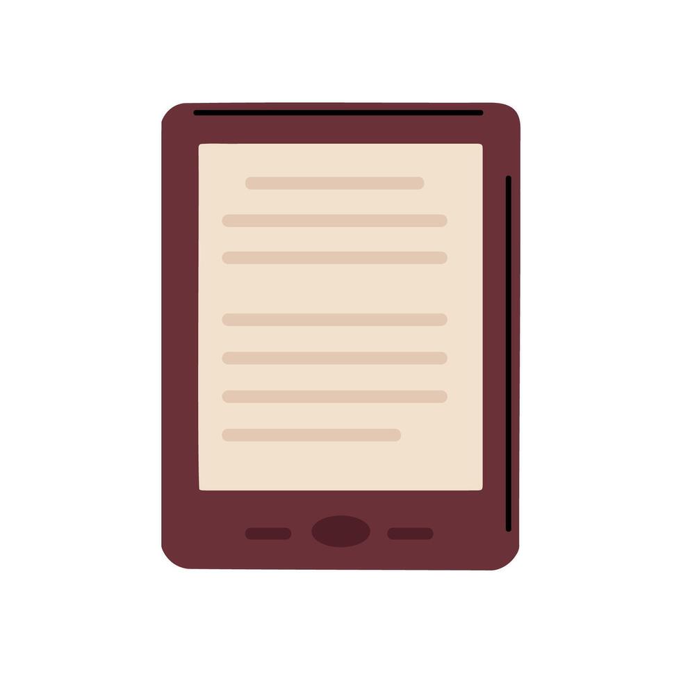 E-book reader with text screen isolated on white background, suitable for digital reading, study, and literature designs vector