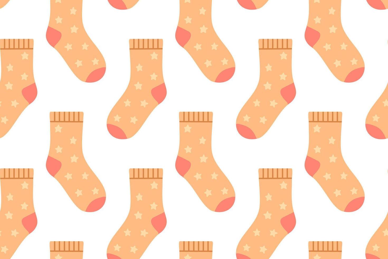 Seamless pattern with soft pink socks decorated with stars and dots. Gentle design for cozy apparel and textile prints. vector