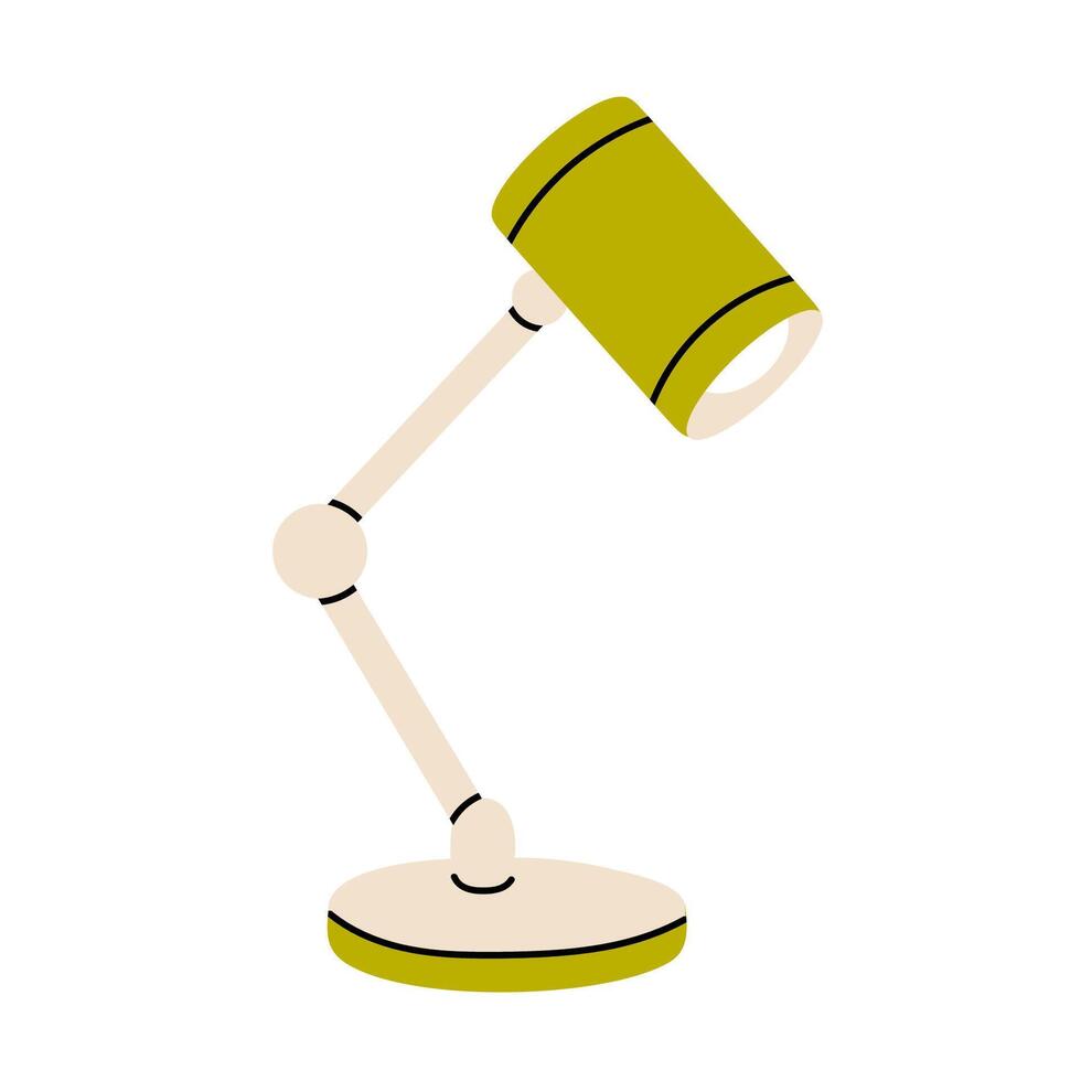 Green desk lamp isolated on white background, ideal for workspace, reading, productivity, or school-related themes vector