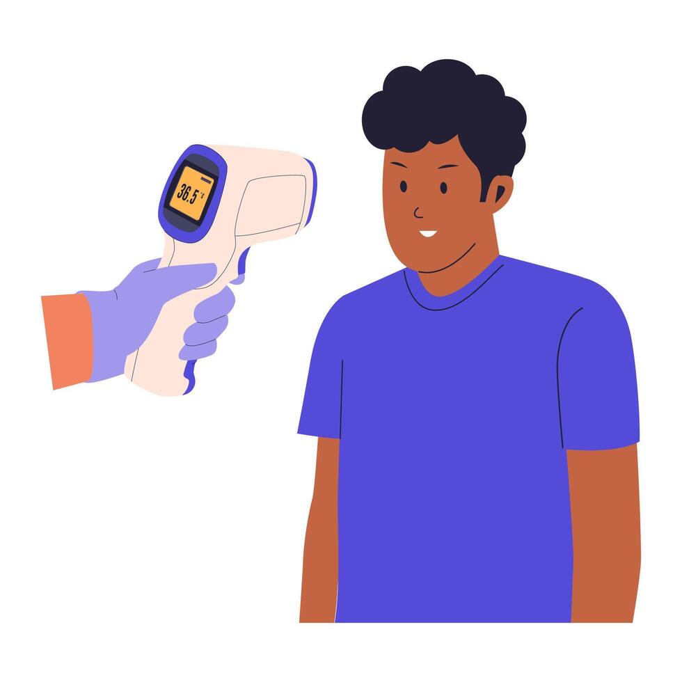 Temperature Check with Digital Thermometer vector