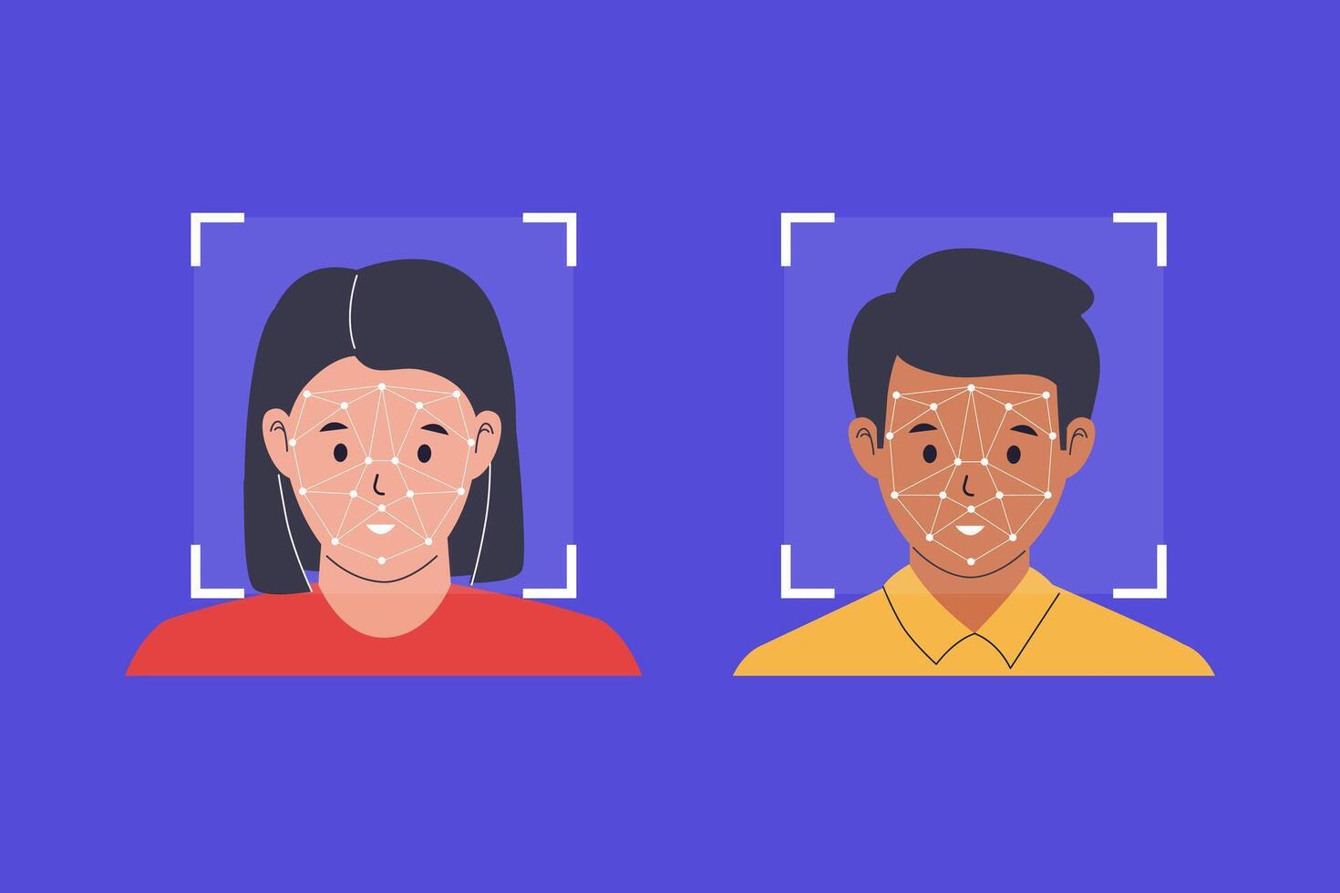 Flat Illustration of Face Scanner and Facial Recognition Technology vector