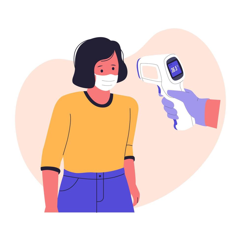 Temperature Check with Infrared Thermometer concept vector